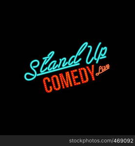 stand up comedy cartoon theme vector art illustration. stand up comedy