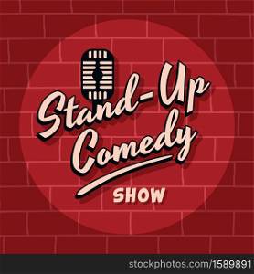 stand up comedy cartoon theme vector illustration. stand up comedy