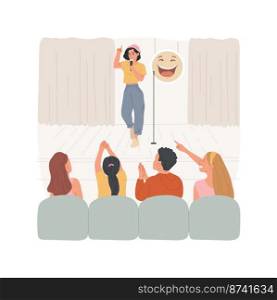 Stand up comedy club isolated cartoon vector illustration. High school hobby, student club, stand up comedy performance, making people laugh, student lifestyle, entertainment vector cartoon.. Stand up comedy club isolated cartoon vector illustration.