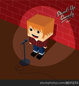 stand up comedy isometric block cartoon. stand up comedy isometric block cartoon theme vector illustration