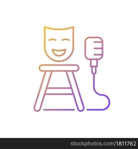 Stand up show gradient linear vector icon. Comedic performance. Concert with jokes. Comedy for entertainment. Thin line color symbol. Modern style pictogram. Vector isolated outline drawing. Stand up show gradient linear vector icon