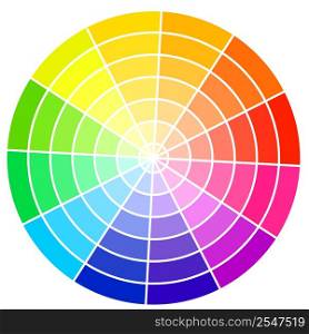 Standard color wheel isolated on white background vector illustration.