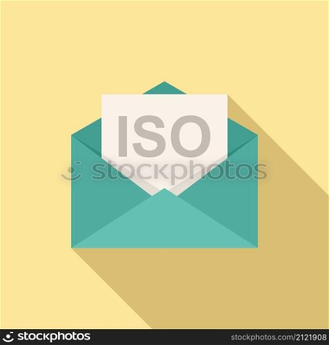 Standard iso mail icon flat vector. Policy quality. Compliance business. Standard iso mail icon flat vector. Policy quality