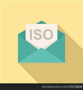 Standard iso mail icon flat vector. Policy quality. Compliance business. Standard iso mail icon flat vector. Policy quality