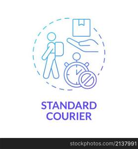 Standart courier blue gradient concept icon. Shipment service. delivery business abstract idea thin line illustration. Isolated outline drawing. Roboto-Medium, Myriad Pro-Bold fonts used. Standart courier blue gradient concept icon
