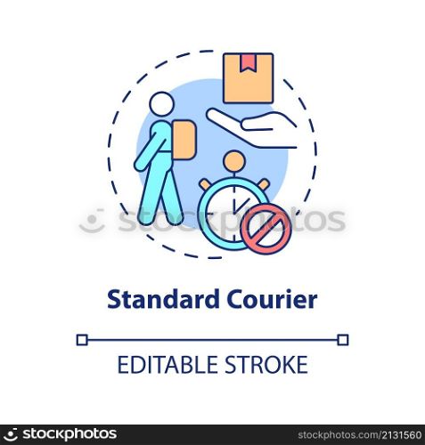 Standart courier concept icon. Shipment service. delivery business abstract idea thin line illustration. Isolated outline drawing. Editable stroke. Roboto-Medium, Myriad Pro-Bold fonts used. Standart courier concept icon