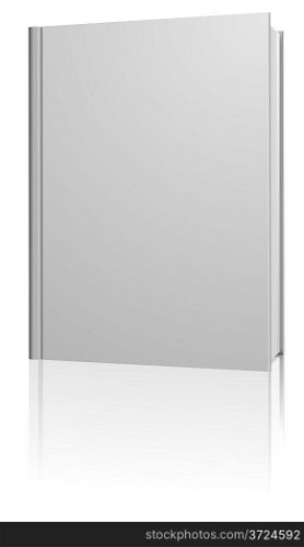 Standing blank hardcover book isolated on white background.