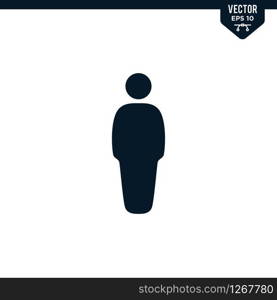 Standing man icon collection in glyph style, solid color vector