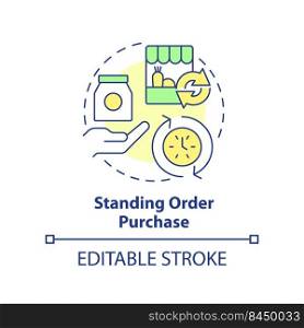 Standing order purchase concept icon. Food procurement method abstract idea thin line illustration. Recurring charges. Isolated outline drawing. Editable stroke. Arial, Myriad Pro-Bold fonts used. Standing order purchase concept icon