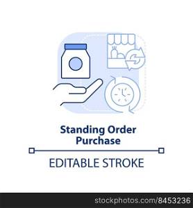 Standing order purchase light blue concept icon. Food procurement method abstract idea thin line illustration. Isolated outline drawing. Editable stroke. Arial, Myriad Pro-Bold fonts used. Standing order purchase light blue concept icon