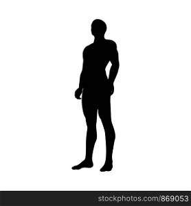 Standing Pose Man Silhouette. Very smooth and detailed. Vector illustration.