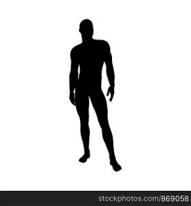 Standing Pose Man Silhouette. Very smooth and detailed. Vector illustration.