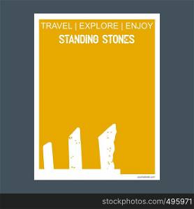 Standing stones Wiltshire, England monument landmark brochure Flat style and typography vector