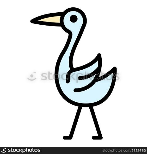 Standing stork icon. Outline standing stork vector icon color flat isolated. Standing stork icon color outline vector