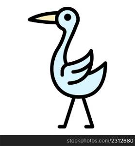 Standing stork icon. Outline standing stork vector icon color flat isolated. Standing stork icon color outline vector