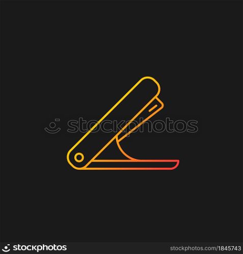 Stapler gradient vector icon for dark theme. Mechanical tool for joining document pages together. School accessory. Thin line color symbol. Modern style pictogram. Vector isolated outline drawing. Stapler gradient vector icon for dark theme
