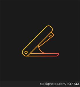 Stapler gradient vector icon for dark theme. Mechanical tool for joining document pages together. School accessory. Thin line color symbol. Modern style pictogram. Vector isolated outline drawing. Stapler gradient vector icon for dark theme
