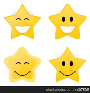 Star a smile. Set of icons of gold stars. A vector illustration