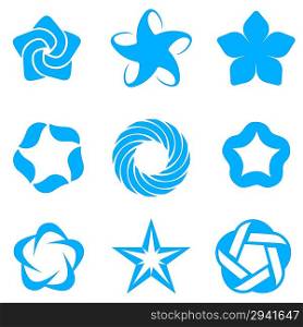 Star abstract logo template set. Blue Business icons Concepts. 5 point vector stars.Vector.