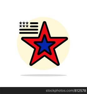 Star, American, Flag, Usa Abstract Circle Background Flat color Icon