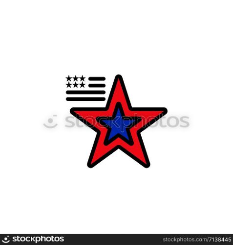 Star, American, Flag, Usa Business Logo Template. Flat Color
