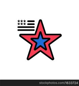 Star, American, Flag, Usa  Flat Color Icon. Vector icon banner Template