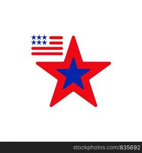 Star, American, Flag, Usa Flat Color Icon. Vector icon banner Template