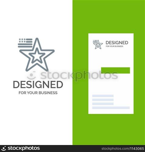 Star, American, Flag, Usa Grey Logo Design and Business Card Template