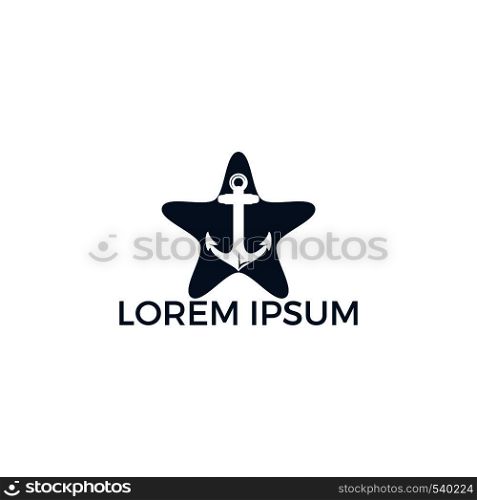 Star Anchor vector logo design. Vector illustration for marine and heraldry design. Nautical Anchor vector logo design.