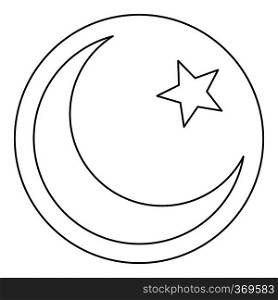 Star and crescent icon in outline style on a white background vector illustration. Star and crescent icon, outline style
