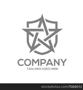 star and shield logo design concept template,.star security sign protection sign,