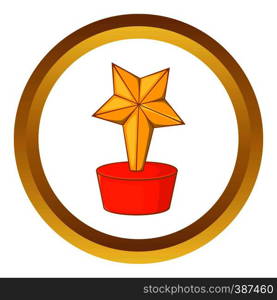 Star award vector icon in golden circle, cartoon style isolated on white background. Star award vector icon