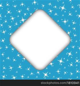 star background with a square in the center with a place for text, photos or illustrations for greetings, postcards, banners and creative designs. Flat style