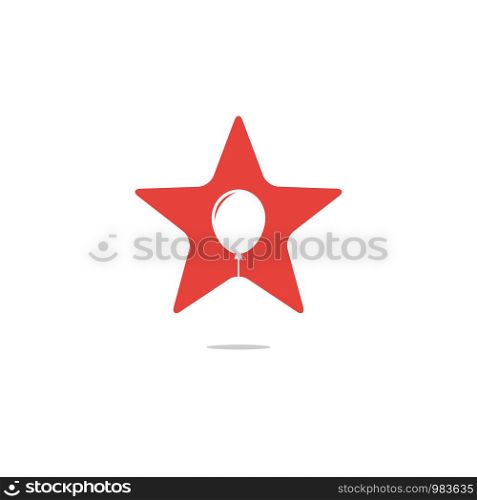 Star balloon logo design. Happiness logotype concept. Celebration air balloon symbol.