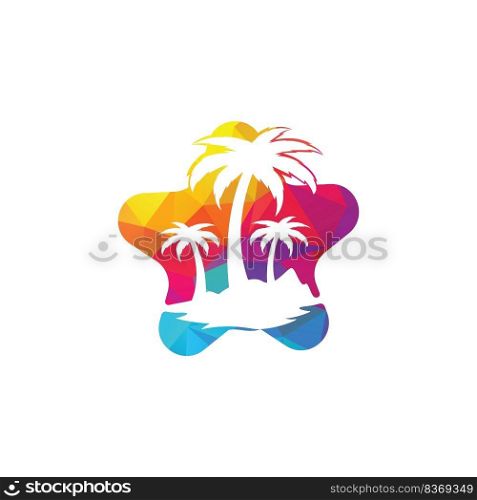 Star Beach and palm tree vector logo. Travel and tourism sign. 