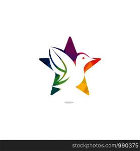 Star bird vector logo design. Creative bird and star icon.