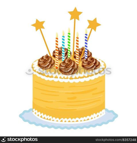 Star birthday cake icon cartoon vector. Happy candle. Party food. Star birthday cake icon cartoon vector. Happy candle