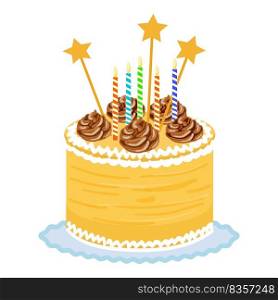 Star birthday cake icon cartoon vector. Happy candle. Party food. Star birthday cake icon cartoon vector. Happy candle