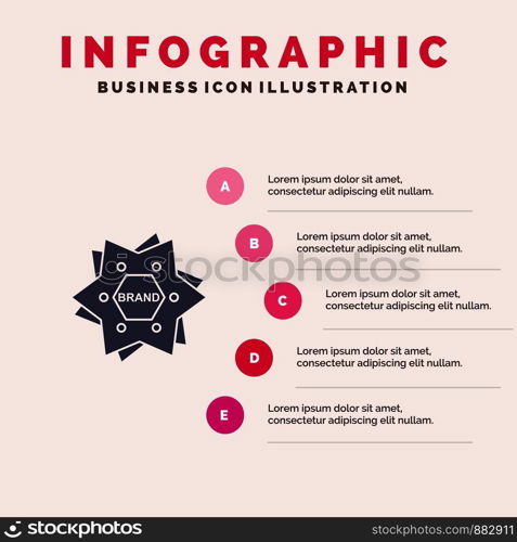 Star, Branding, Brand, Logo, Shape Solid Icon Infographics 5 Steps Presentation Background