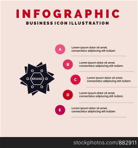 Star, Branding, Brand, Logo, Shape Solid Icon Infographics 5 Steps Presentation Background