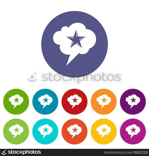 Star bubble speech icon. Simple illustration of star bubble speech vector icon for web. Star bubble speech icon, simple style