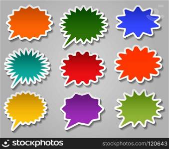 Star burst stickers. Paper starburst shape sticker vector collection isolated on white background. Star burst stickers set