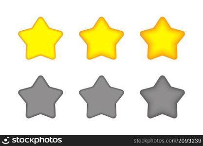 Star cartoon yellow bright and gray style rounded shape. Award stars collection ui buttons illustration.