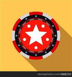 Star casino chip icon. Flat illustration of star casino chip vector icon for web design. Star casino chip icon, flat style