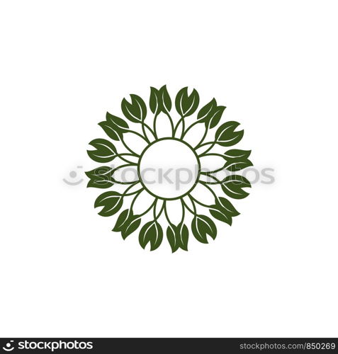 Star Circle Green Leaves Logo Template Illustration Design. Vector EPS 10.