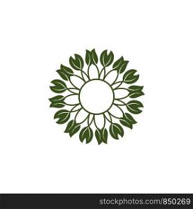 Star Circle Green Leaves Logo Template Illustration Design. Vector EPS 10.
