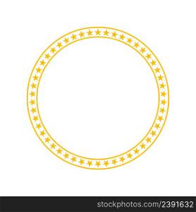 Star circle. Yellow round stars frame. Circular badge with stars and frame. Icon of european union with border. Star in circle for seal, award and emblem. Vector.