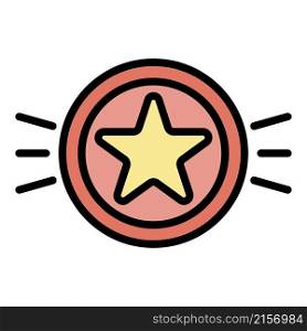 Star coin icon. Outline star coin vector icon color flat isolated. Star coin icon color outline vector