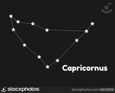 star constellation of capricornus on black background, vector. constellation capricornus