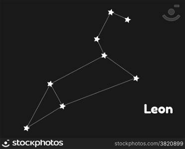 star constellation of leon on black background, vector. constellation leon